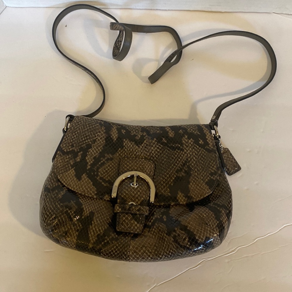 EUC. Coach mini flap, Soho brown and black snake skin leather Crossbody …